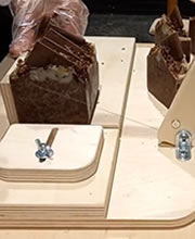 Cutting chocolate soap